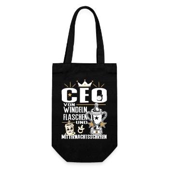 CEO von Windeln Flaschen Eltern Humor Design - Geschenkbeutel für Flaschen - Schwarz - Vorne