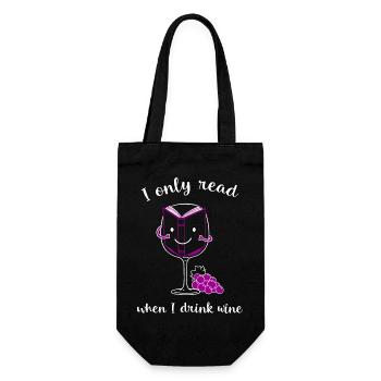 Je ne lis que quand je bois du vin. - Sac à bouteille - noir - Devant