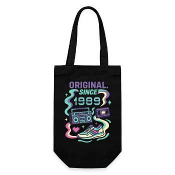 Original since 1989. Geburtsjahr 1989 - Geschenkbeutel für Flaschen - Schwarz - Vorne