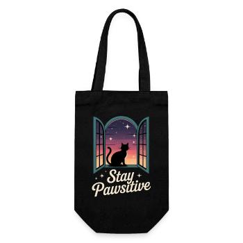 Stay pawsitive - Chat noir à la fenêtre - Sac à bouteille - noir - Devant