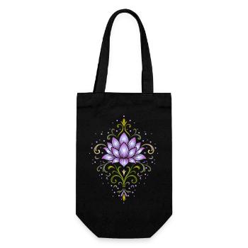 Ornamental Lotus Flower in Violet & Green - Gift Bag for Bottles - black - Front