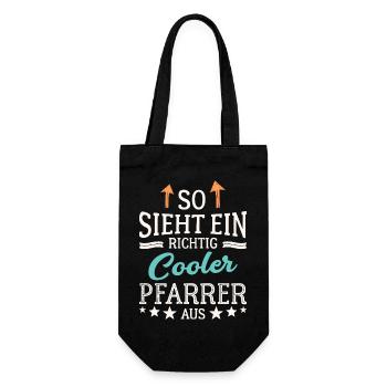 So sieht ein richtig cooler Pfarrer aus Pastor - Geschenkbeutel für Flaschen - Schwarz - Vorne