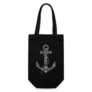 Ikonisches nautisches Anker-T-Shirt - Geschenkbeutel für Flaschen - Schwarz - Vorne