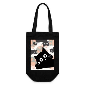 Fröhliche süße Katzen Katzen lustig - Geschenkbeutel für Flaschen - Schwarz - Vorne