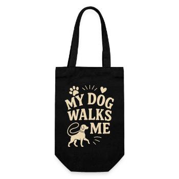 Mein Hund geht mit mir spazieren, Tierliebhaber-Design - Geschenkbeutel für Flaschen - Schwarz - Vorne