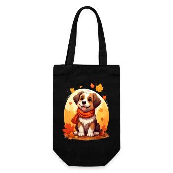 Hund im Herbst - Geschenkbeutel für Flaschen - Schwarz - Vorne