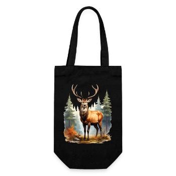 Majestätischer Hirsch im Herbstwald - Geschenkbeutel für Flaschen - Schwarz - Vorne
