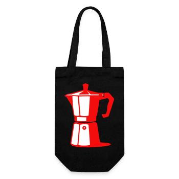 Kaffeekannen-Illustration für Café-Liebhaber - Geschenkbeutel für Flaschen - Schwarz - Vorne