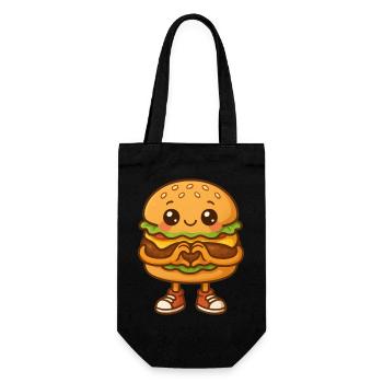 Kawaii Hamburger Herzchenfreund - Geschenkbeutel für Flaschen - Schwarz - Vorne