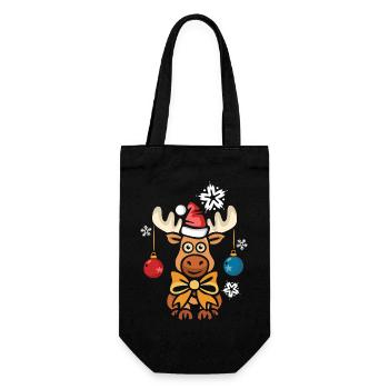Orignal de Noël avec chapeau et arc - Sac à bouteille - noir - Devant