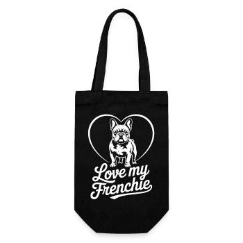 Love My Frenchie Heart Bulldog - Sac à bouteille - noir - Devant