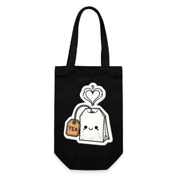 Sachets de thé kawaii avec vapeur de cœur - Sac à bouteille - noir - Devant