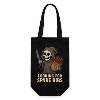 Halloween Skelett looking for Spare Ribs Shirt Fun - Geschenkbeutel für Flaschen - Schwarz - Vorne
