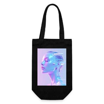 Holographic Glitch Portrait - Gift Bag for Bottles - black - Front