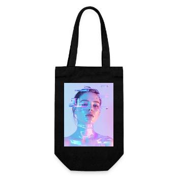 Irisierende Glitch Frau - Geschenkbeutel für Flaschen - Schwarz - Vorne
