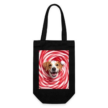 Chien de Noël parmi les bonbons - Sac à bouteille - noir - Devant