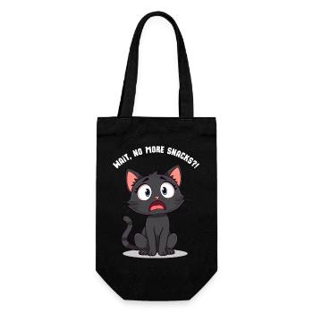 Shocked Black Cartoon Cat – Wait, No More Snacks?! - Gift Bag for Bottles - black - Front