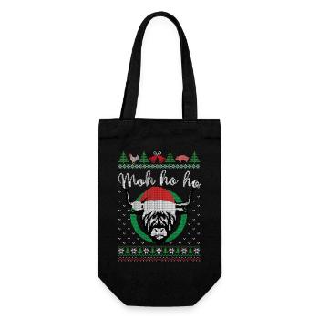 Christmas Cow - Moh ho ho - Dairy Farmer - Gift Bag for Bottles - black - Front