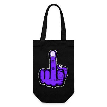 Mittelfinger Stinkefinger Design Lila used - Geschenkbeutel für Flaschen - Schwarz - Vorne