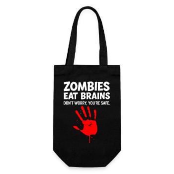 Zombies eat brains - Don´t worry, you´re safe. - Geschenkbeutel für Flaschen - Schwarz - Vorne