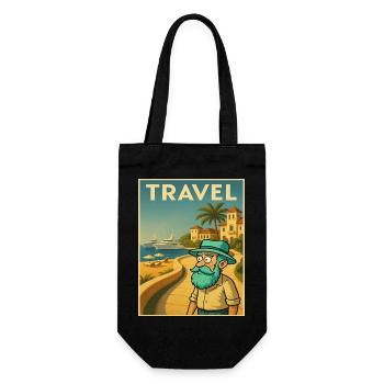 Affiche de voyage Art déco avec grand-père en Méditerranée - Sac à bouteille - noir - Devant