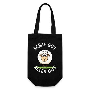 Schaf gut, alles gut – Lustiges Motiv - Geschenkbeutel für Flaschen - Schwarz - Vorne