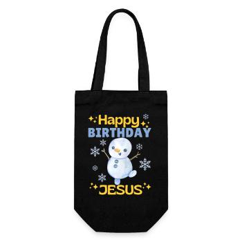 Happy Birthday Jesus Snowman – Cute - Gift Bag for Bottles - black - Front