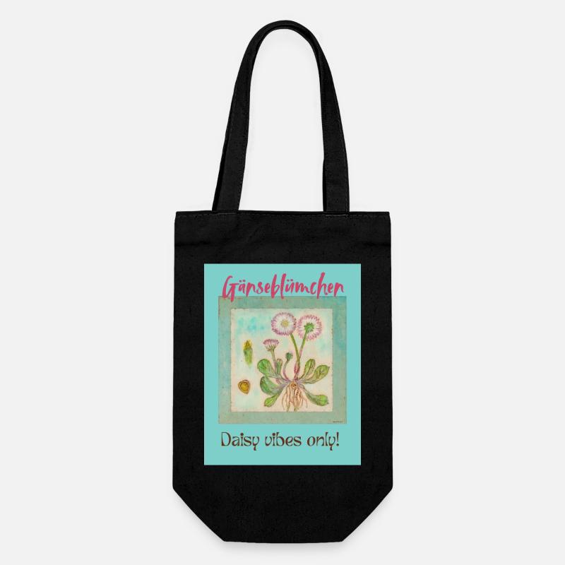 Gänseblümchen Vibes - Geschenkbeutel für Flaschen - Schwarz
