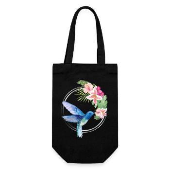 Azure Hummingbird Floral Circle - Geschenkbeutel für Flaschen - Schwarz - Vorne