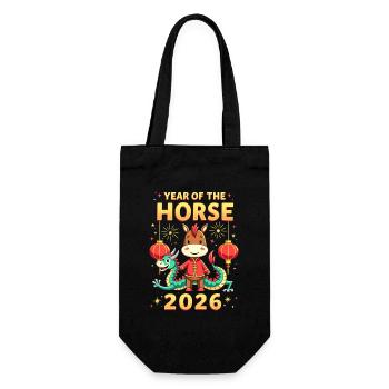 Chinese New Year Of The Horse 2026 - Gift Bag for Bottles - black - Front