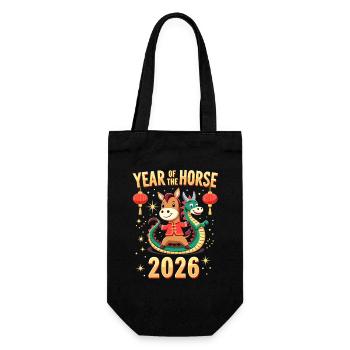 Chinese New Year Of The Horse 2026 - Gift Bag for Bottles - black - Front