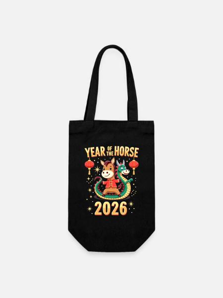 Chinese New Year Of The Horse 2026 - Geschenkbeutel für Flaschen - Schwarz