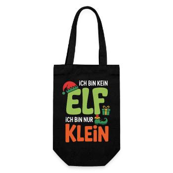 Ich bin kein ELF, ich bin nur Klein - Geschenkbeutel für Flaschen - Schwarz - Vorne