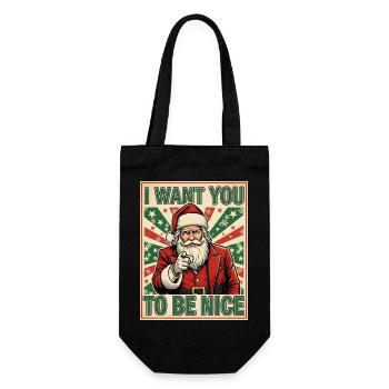 Noël : Père Noël Être gentil Drôle - Sac à bouteille - noir - Devant