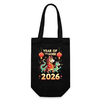 Chinese New Year Of The Horse 2026 - Gift Bag for Bottles - black - Front