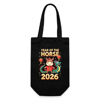 Nouvel An chinois du cheval 2026 - Sac à bouteille - noir - Devant
