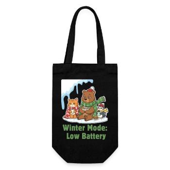 Winter Mode: Tired, Wrapped Up & Hungry - Gift Bag for Bottles - black - Front