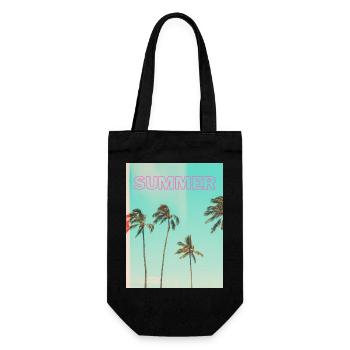 unnamed Summer – Retro Palm Tree Sunset T-Shirt - Geschenkbeutel für Flaschen - Schwarz - Vorne