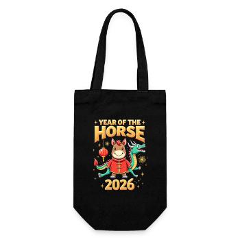 Chinese New Year Of The Horse 2026 - Gift Bag for Bottles - black - Front
