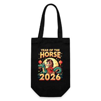 Nouvel An chinois du cheval 2026 - Sac à bouteille - noir - Devant