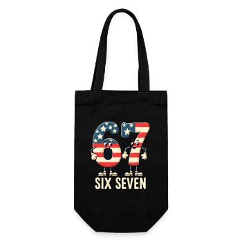 US Flag 67 Memes Six Seven - Geschenkbeutel für Flaschen - Schwarz - Vorne