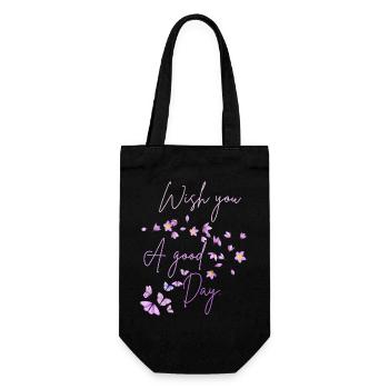 Je vous souhaite une bonne journée florale - Sac à bouteille - noir - Devant