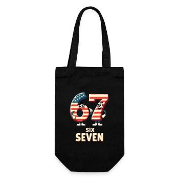 US Flag 67 Memes Six Seven - Geschenkbeutel für Flaschen - Schwarz - Vorne
