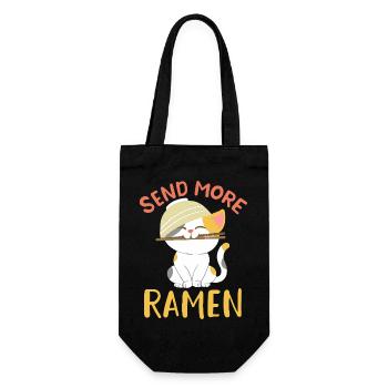 Send More Ramen Cute Kawaii Cat Noodle Art - Geschenkbeutel für Flaschen - Schwarz - Vorne