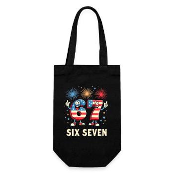 US Flag 67 Memes Six Seven - Geschenkbeutel für Flaschen - Schwarz - Vorne