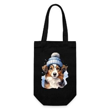 A dog in the snow in winter - Gift Bag for Bottles - black - Front