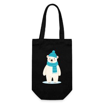 Cute polar bear with hat and scarf - Gift Bag for Bottles - black - Front