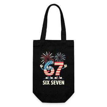 US Flag 67 Memes Six Seven - Geschenkbeutel für Flaschen - Schwarz - Vorne
