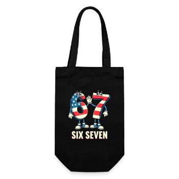 US Flag 67 Memes Six Seven - Geschenkbeutel für Flaschen - Schwarz - Vorne