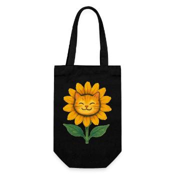 Sunflower Cat Smile Watercolor - Gift Bag for Bottles - black - Front